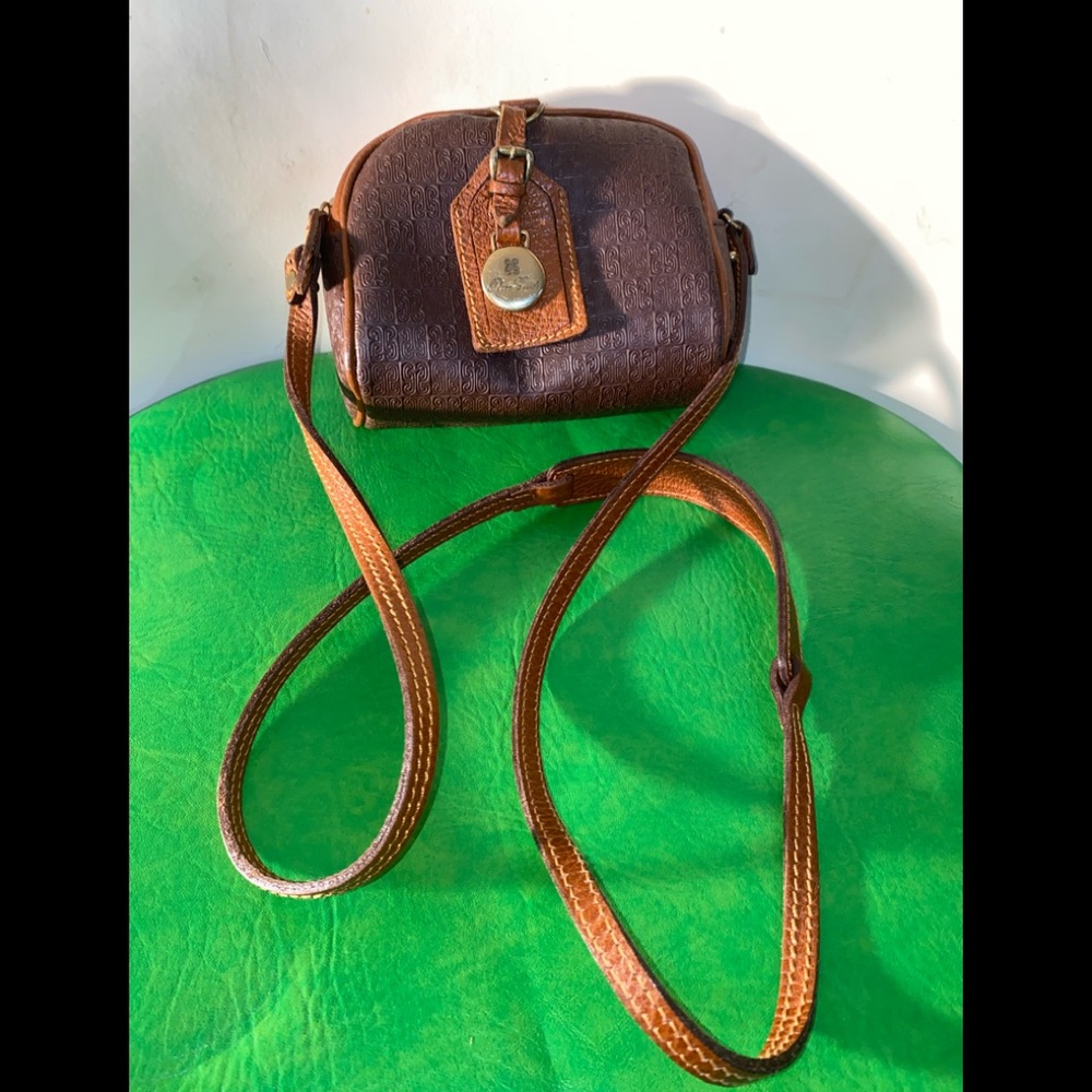 Vintage Piero Guidi brown Monogram Canvas Small Crossbody Bag! Made in Italy HOT
